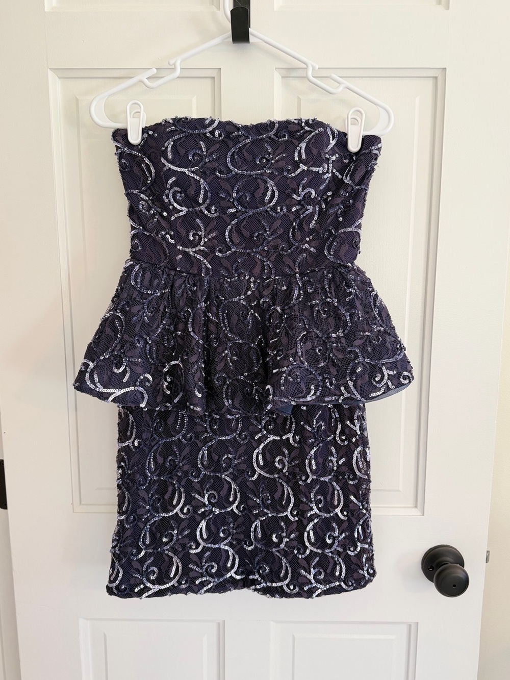 Alice + Olivia Elise Sequin Lace Strapless Peplum‎ Cocktail Dress Sz 8